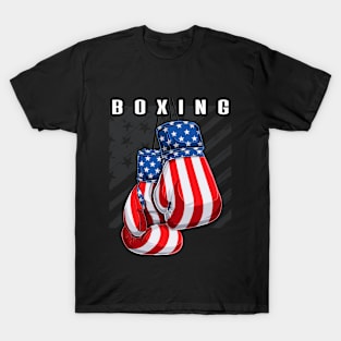 Boxing USA American Flag Boxing Gloves T-Shirt